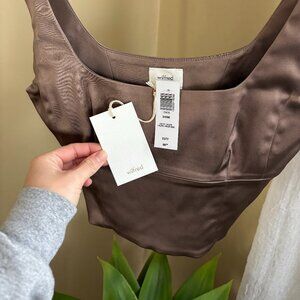 Aritzia Wilfred Shine Bustier Deep Taupe XS NWT